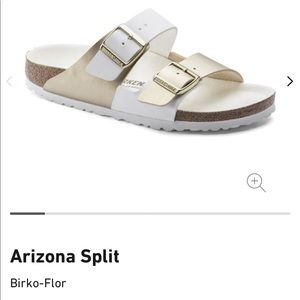 Birkenstock Arizona Split white/gold size 39.